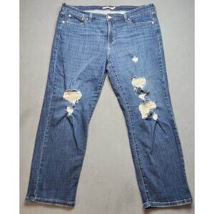 Levis Boyfriend Fit Jeans Womens Size 18W- 40x27 High Rise Dark Wash Distressed